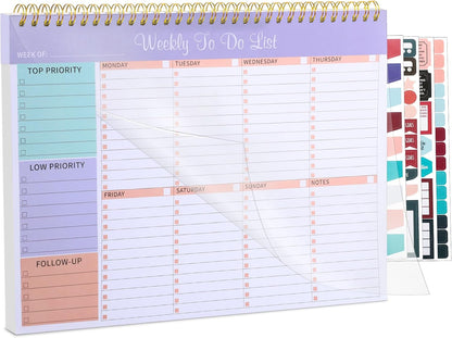 Thboxes Weekly To Do List Notepad, 8.5"x11" Desk Planner 52 Sheets, Green | 100GSM Paper Undated Habit Planner, Productivity Organizer Notepad, for Home School Office Work, Travel, College Essentials