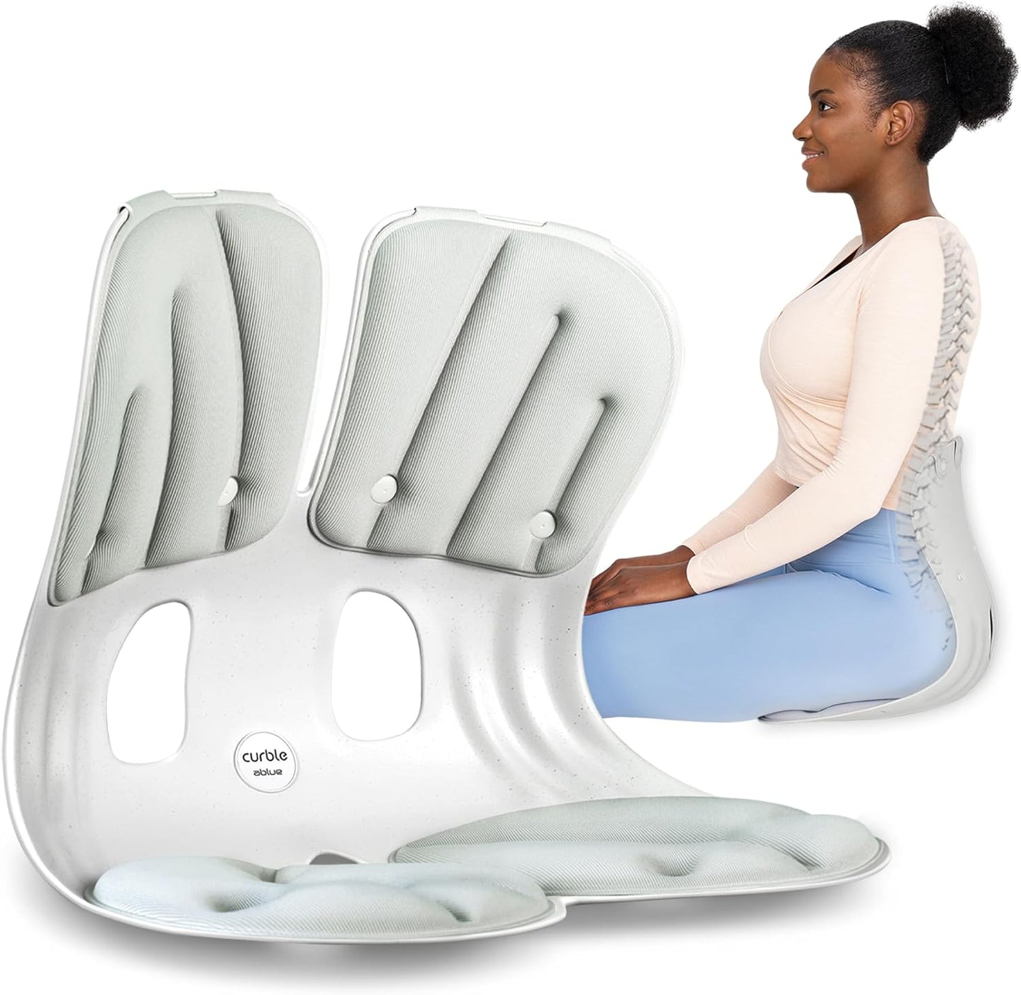curble Grand– Extra Wide Ergonomic Seat Support, Sit Straighter Without Effort, Passive Posture Trainer for Office, Home & Car (Grey)