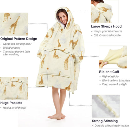 Narecte Cozy Oversized Blanket Hoodie Wearable Blanket Adults Soft Hooded Blanket Hoodie Birthday Gifts for Women Christmas - Colors A