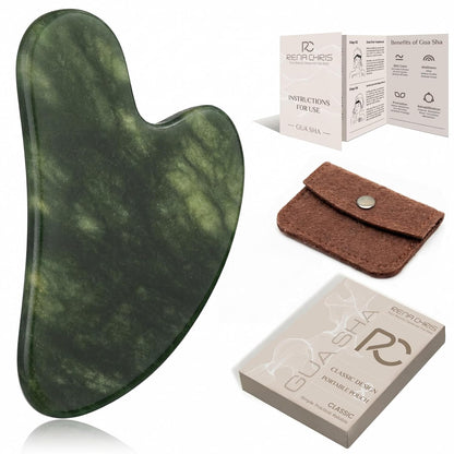 Rena Chris Gua Sha Facial Tools, Stainless Steel Guasha Tool for Acupuncture, Manual Massage Tool for Jawline Sculpting and Puffiness Reducing, Gua Sha Facial Massage Tool, Skin-Care Gift (Silver)