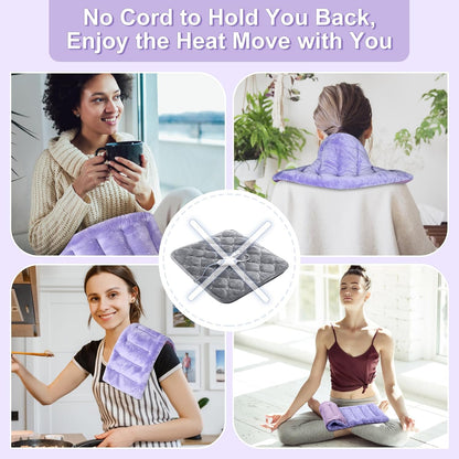 SuzziPad Microwavable Heating Pads for Neck and Shoulder Back Discomfort, 7x16 Fatigue Soothing Heated Pad Microwave, Moist Hot Packs, Unscented Heat Pack for Aches, Sore Muscle, Gray