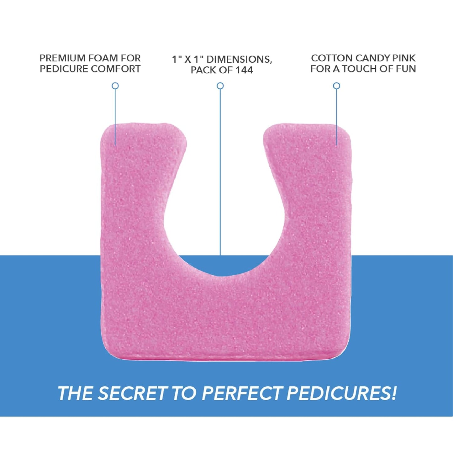 ForPro Sole Toe Separators - Black Luxurious Foam Separators - Individual Toe Separators for Pedicures â€“ 144-Count