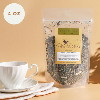 Loose Leaf Tea Sampler – 5 Caffeinated Blends Including Creme Brulee Earl Grey, Peach Oolong, Citrus Mint, Pecan and Floral Black – 75 to 100 Cups – Handcrafted in USA – Plum Deluxe