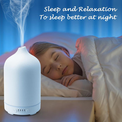 Diffuserlove Ceramic Essential Oil Diffuser 160ML Aromatherapy Diffuser for Home Bedroom Room Cool Mist Humidifier Stone Air Diffusers (Size:6.8" H x 3.6" W)