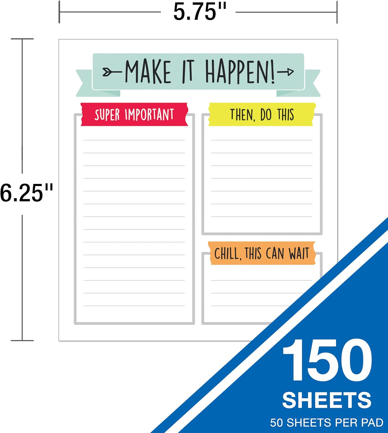 Carson Dellosa Aim High To Do List Notepad―5.75" x 6.25" Paper Stationery, Daily Checklist, Goals, Reminders, Notes, Motivational Organizer (50 sheets)