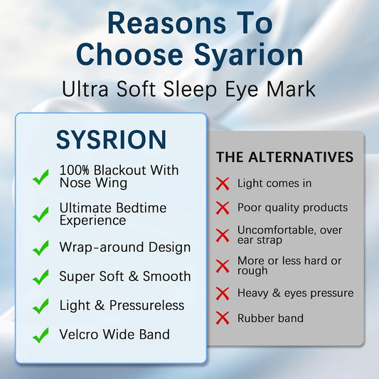Sleep Eye Mask - Ultra Soft Comfortable Sleeping Mask for for Home Sleep Travel Shift Work, Nose Pad Designed Light Blocking Eye Blinder, Fully Adjustable Strap and Skin Friendly