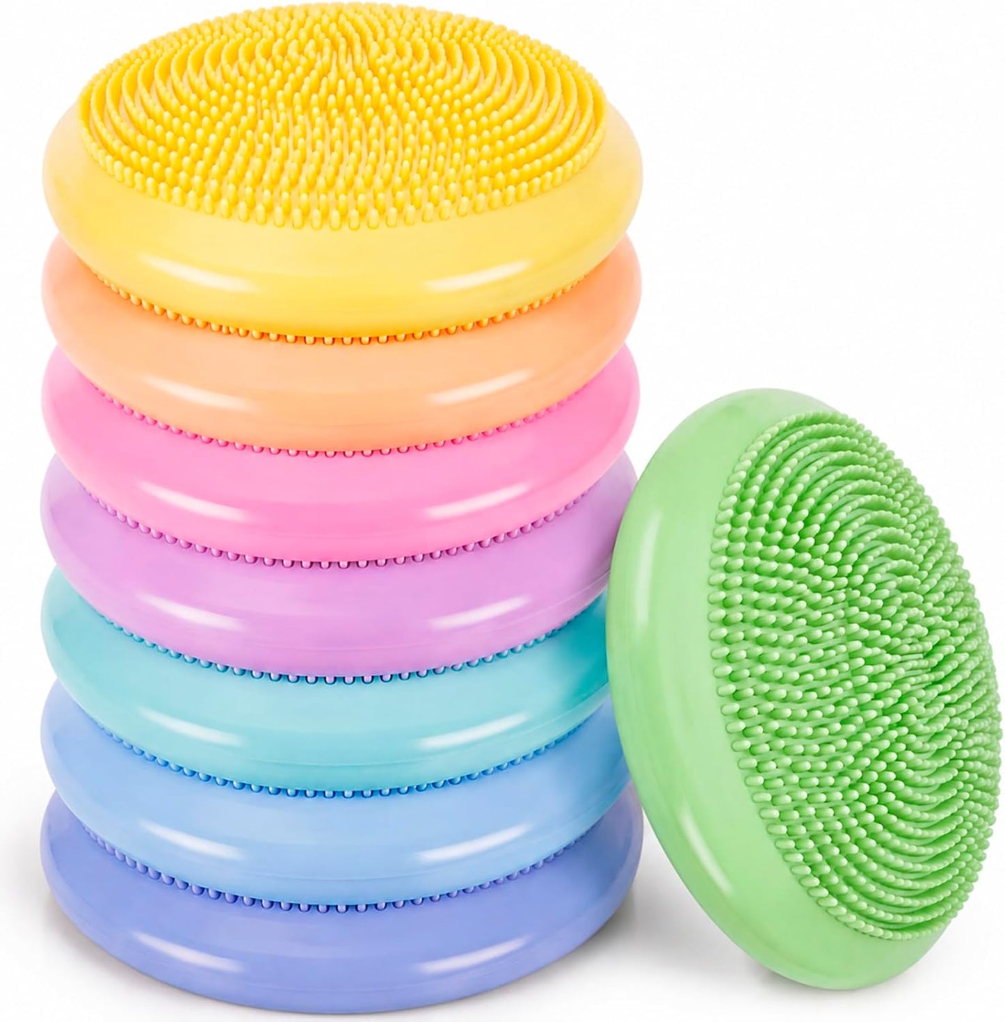 Amylove 6 Pcs Wiggle Seat Inflated Wobble Cushion for Sensory Kid 13 Inch Balance Disc Kids Flexible Seating Exercise Sensory Pad Chair Cushion for Classroom Office School (Bright)