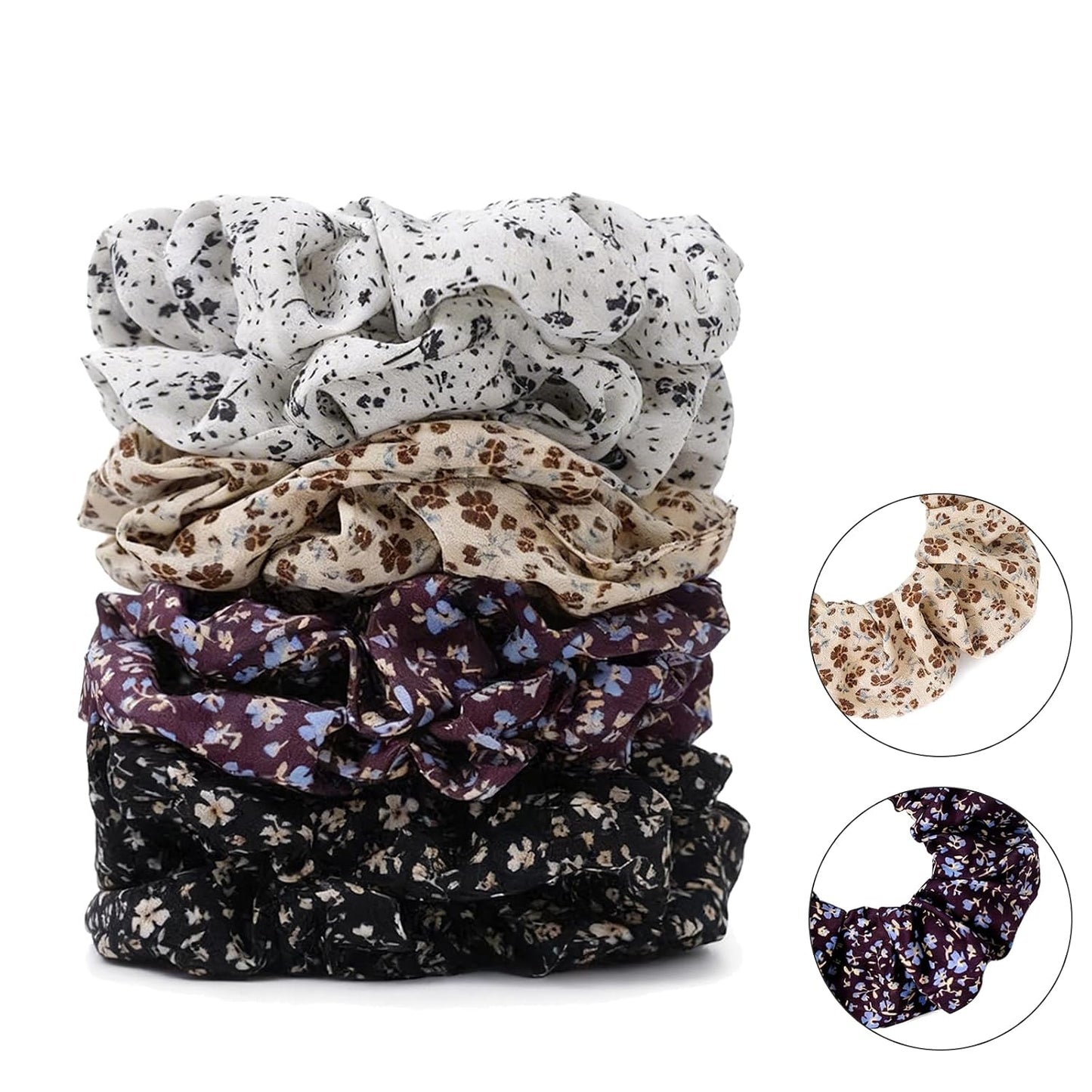 Satin Scrunchies for Women – 8PCS Blush & Brown Silk Hair Ties Set – No Crease, Frizz-Free, Gentle Elastic Hair Bands, Soft & Stylish Everyday Hair Accessories Gifts