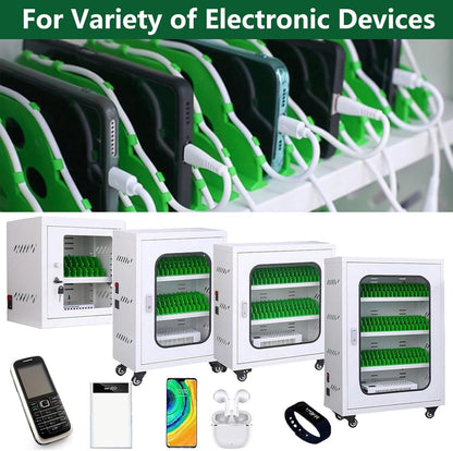 Portable Wall-Mounted Phone Storage Cabinet with Rechargeable Function and Universal Wheels, Secure Charging Station for Multiple Devices, Ideal for Offices and Publ,40slots
