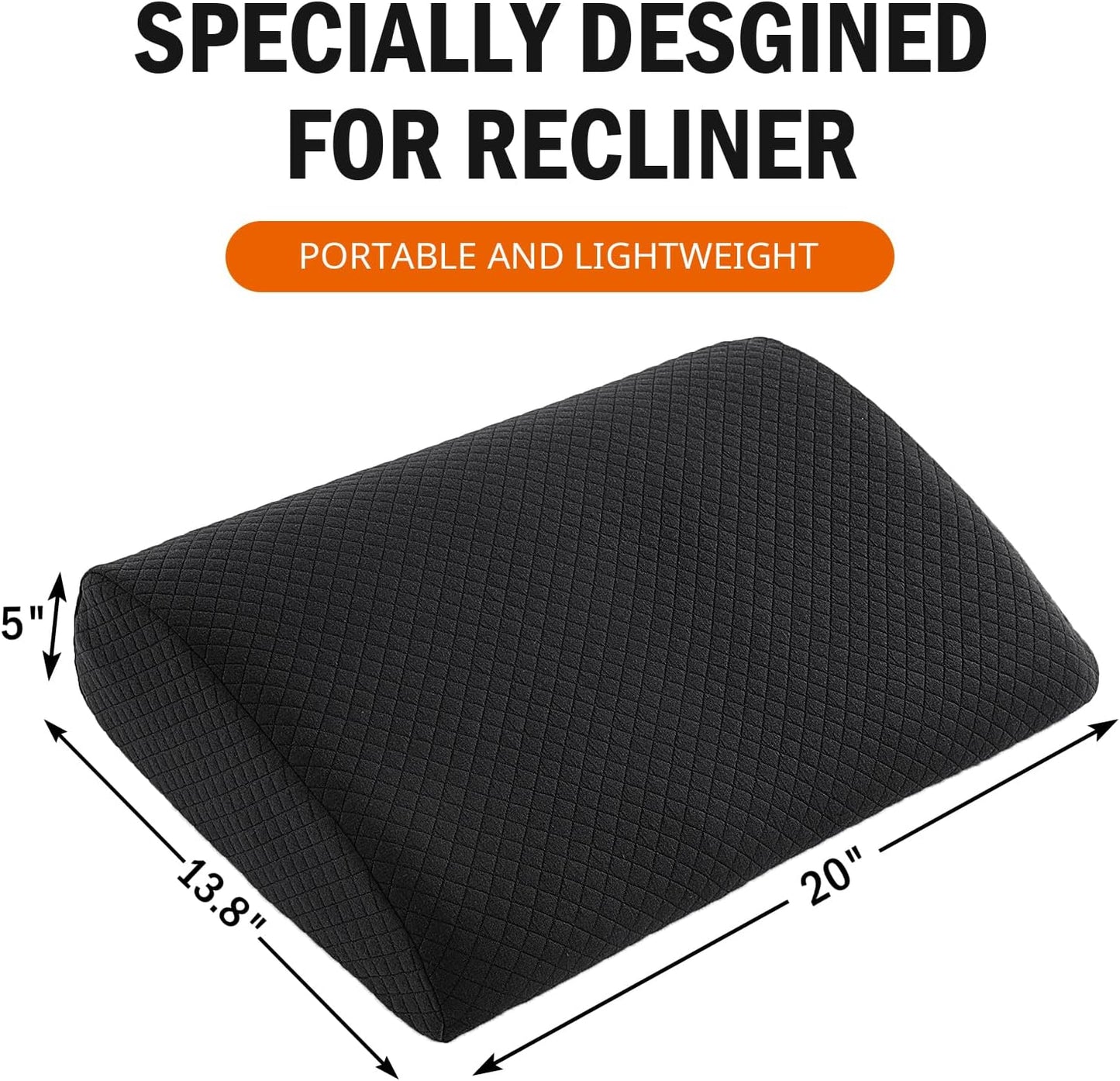 HOMBYS Lumbar Support Pillow for Recliner Chair, Memory Foam Back Support Cushion for Elderly,Extra Large Lumbar Support Pillow,Thick Backrest for Home Reading (Grey, 20“x13.5"x5")