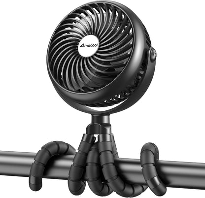 AMACOOL Baby Stroller Fan 5000mAh Rechargeable, Max 20H Cooling