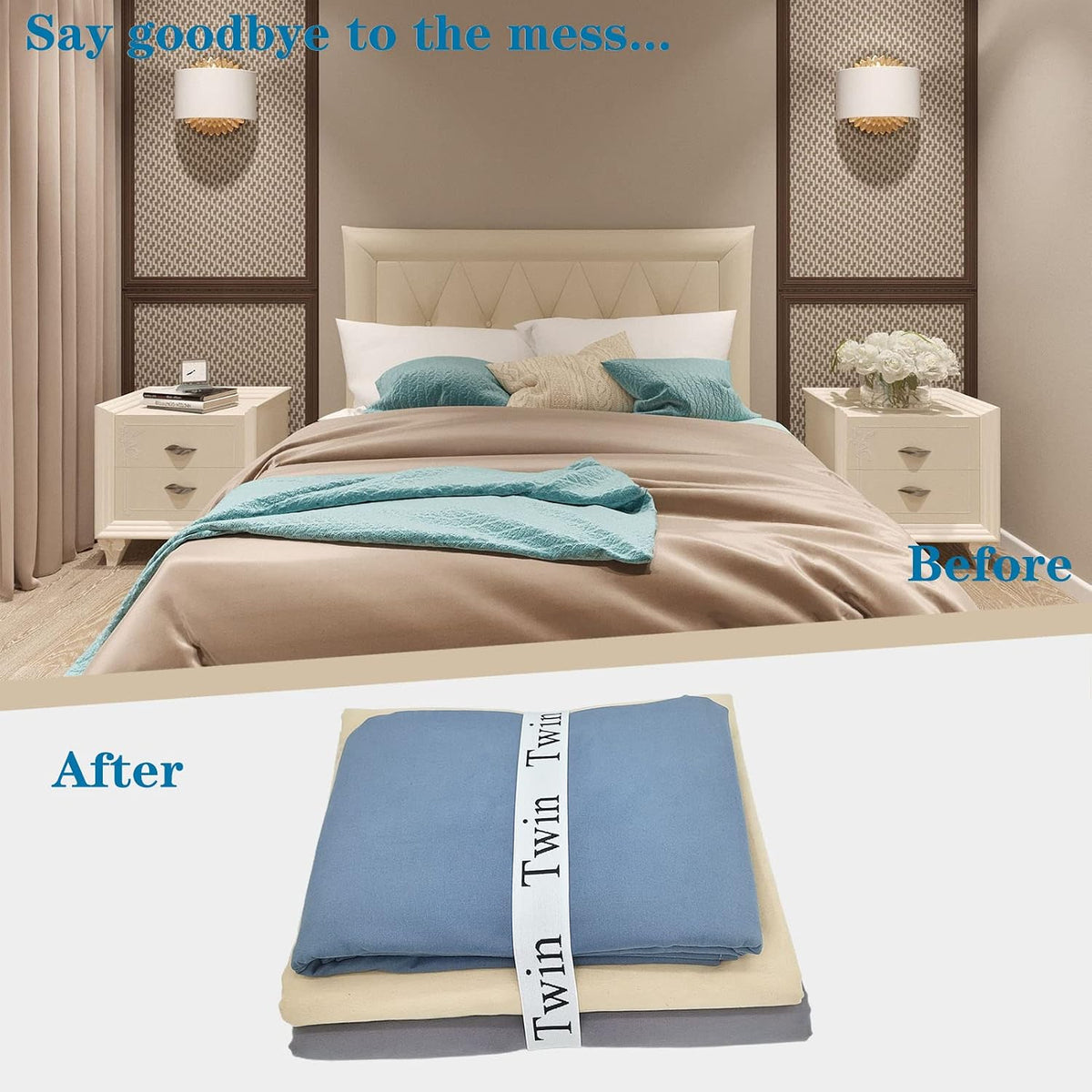 Bed Sheet Organizer Bands, Sheet Organizers and Storage Label Bands, Sheet Label for Bedding, Sheets Organizer for Closet,Sheet Keepers Linen Labels Bedding Bands (Queen)