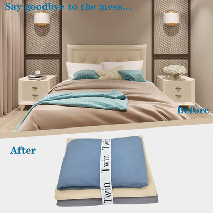 Bed Sheet Organizer Bands, Sheet Organizers and Storage Label Bands, Sheet Label for Bedding, Sheets Organizer for Closet,Sheet Keepers Linen Labels Bedding Bands (Queen)