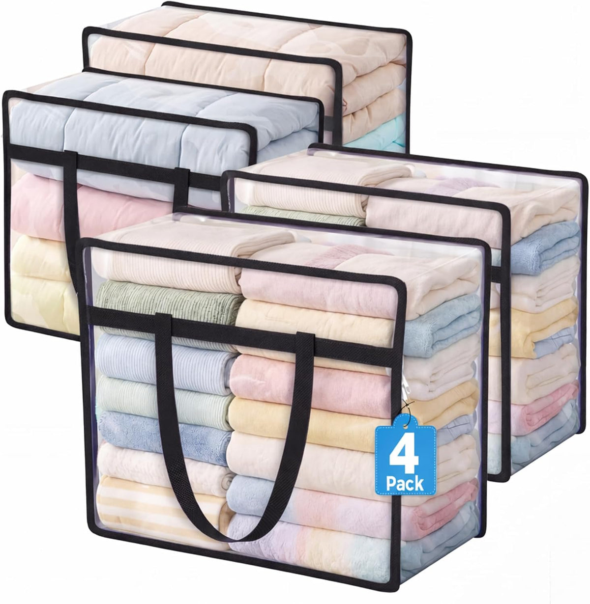 Clear Storage Bags for Clothes, 45L Closet Organizers and Storage