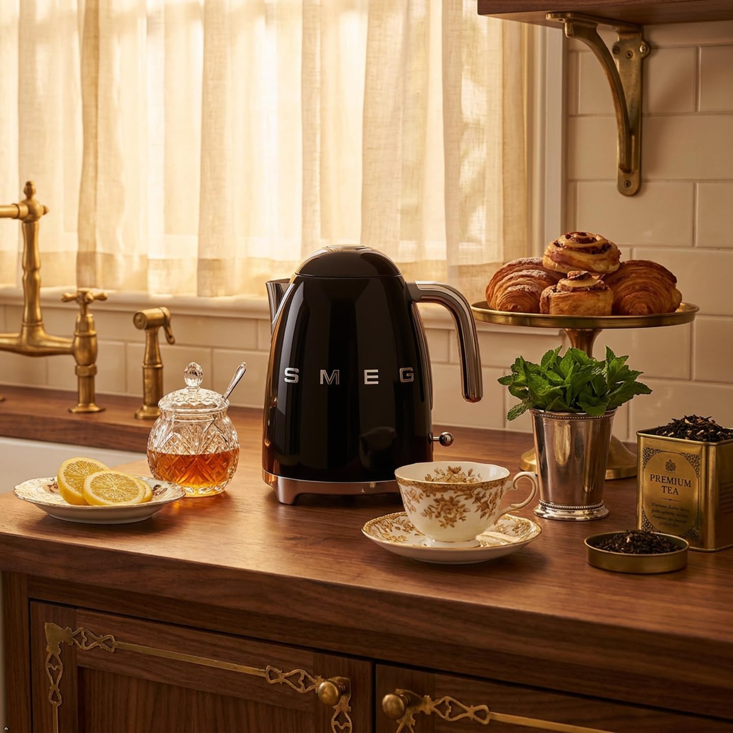 SMEG KLF03 Electric Kettle 1.7L (7 Cup), Retro Hot Water Boiler for Tea & Coffee, Fast Boiling, Auto Shut-Off, Soft Open Lid, 360° Swivel Base Countertop Kettle – Matte Champagne
