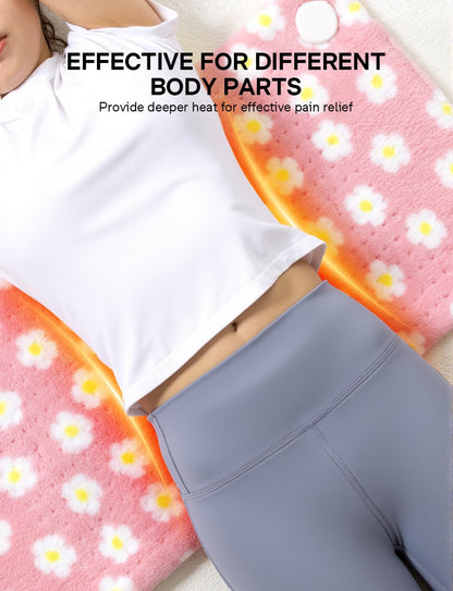 ALLJOY King Size Heating Pad for Back Pain Relief, 33”x 17” Extra Large Heating Pad for Period Cramps, FSA Eligible HSA, Portable Heat Pad for Neck and Shoulders, Birthday Gifts for Women Men - Pink