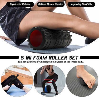 5 in 1 Foam Roller Set High Density Patented Foam Roller for Exercise