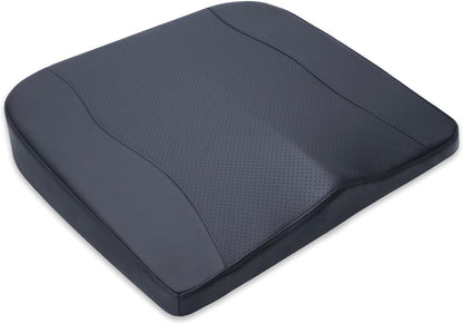 kingphenix Premium Car Seat Cushion, Memory Foam Driver Seat Cushion to Improve Driving View- Coccyx & Lower Back Pain Relief - Seat Cushion for Car, Truck, Office Chair (Leather Black)