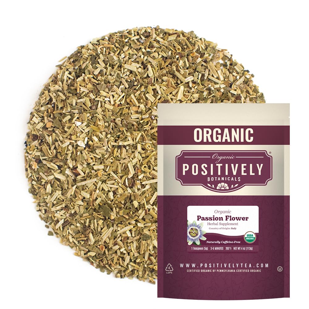 Organic Positively Botanicals Company, Passion Flower, Herbal Tea Loose Leaf Botanical, 4 Ounce