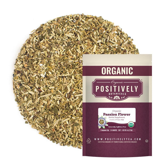Organic Positively Botanicals Company, Passion Flower, Herbal Tea Loose Leaf Botanical, 4 Ounce