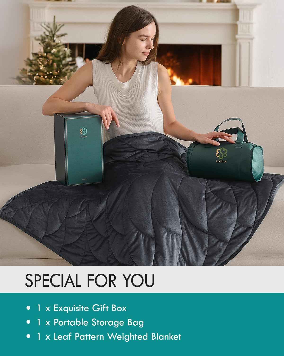 Kaisa Weighted Lap Blanket 7 lbs 41" x 53", Cozy Luxury Crystal Velvet Small Weighted Blanket for Adults, Portable Travel Weighted Blanket for Relaxation, All-Season Blanket, Machine Washable, Green
