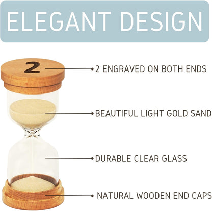 Sand Hourglass Timer - Glass Sand Clock Minutes - Modern Hourglass Watch with Wooden End Caps for Kids, Games, Classroom, Kitchen, Home or Office Decor (5 Minutes)