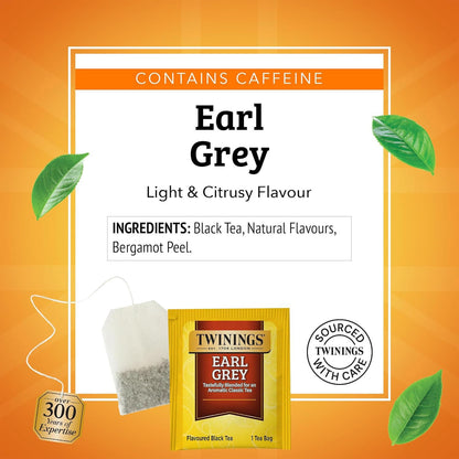 Twinings Tea Variety 2-Pack – English Breakfast + Earl Grey, Caffeinated Black Tea Bags, Individually Wrapped, 20 Count Each