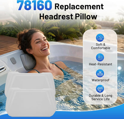 78160 Replacement Spa Pillow Fit for 2018 - Current Hot Spring Limelight Collection Spas Beam BMI & BMII, Flair, Flash, Prism, Pulse, EVA Hot Tub Headrest, Gray, 2 Pack