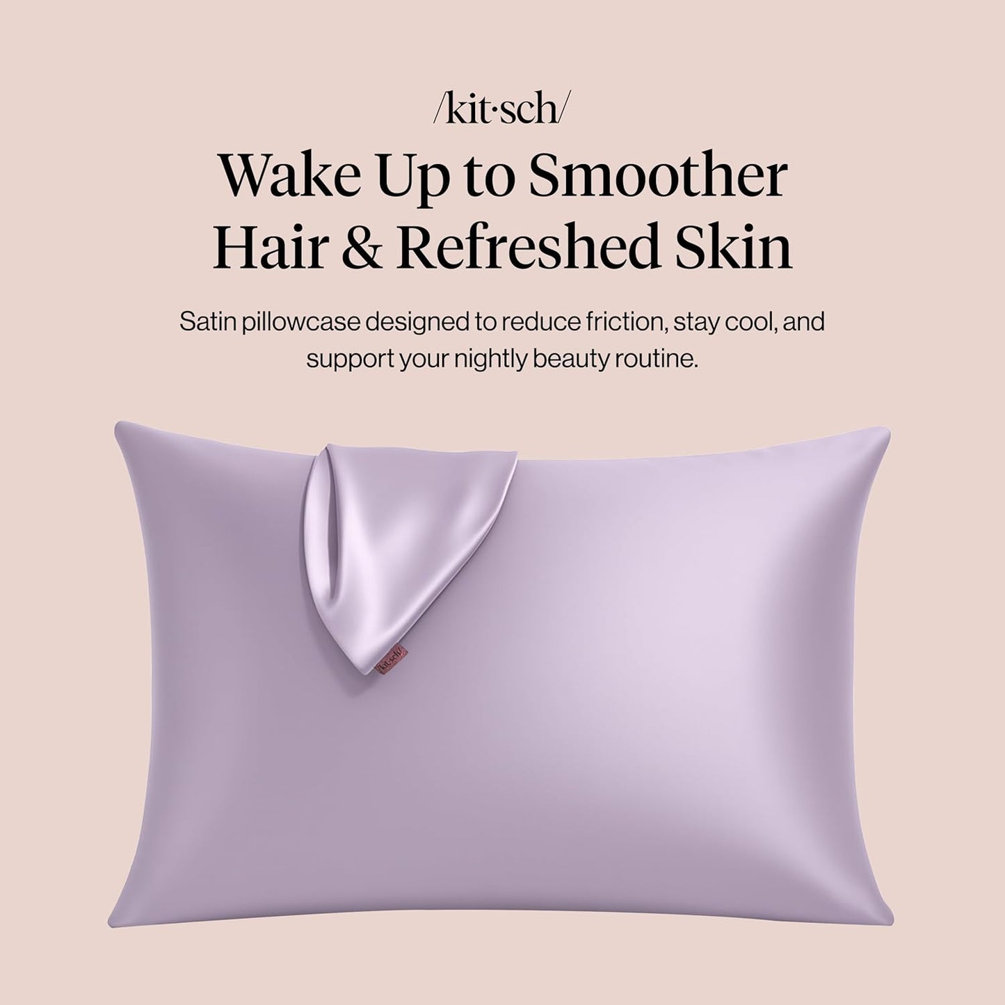 Kitsch Satin Pillowcase with Zipper for Hair & Skin - Softer Than Silk Pillow Cases, Smooth Cooling Satin Pillow Case, Wrinkle-Free, Machine Washable - Pillow Cases Standard Size (19x26) - Blush