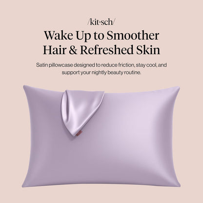 Kitsch Satin Pillowcase with Zipper for Hair & Skin - Softer Than Silk Pillow Cases, Smooth Cooling Satin Pillow Case, Wrinkle-Free, Machine Washable - Pillow Cases Standard Size (19x26) - Blush
