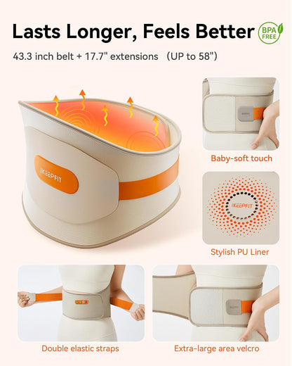 IKEEPFIT Portable Heating Pad for Back, FSA Eligible HSA, Cordless Heat Belt with Massager for Lower Back Pain Relief, Battery Powered 8000 mAh Rechargeable, MAXwarm 3.0, Gift for Women Men 90-310 lb