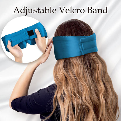 Zenssia 100% Mulberry Silk Sleep Mask Eye Mask for Man and Woman with Adjustable Headband, Full Size Large Sleep Mask & Blindfold for Total Blackout for All Night Sleep, Travel & Nap- Black
