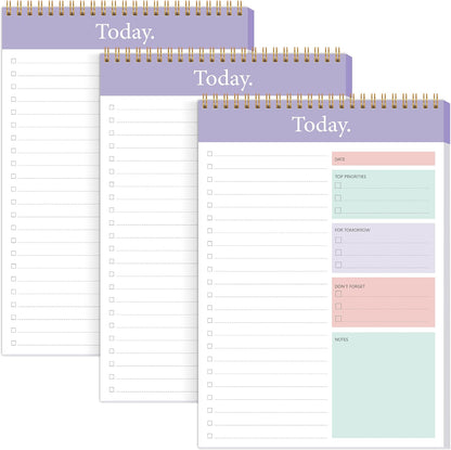 To Do List Notepad - Daily Planner Notepad 104 Pages Task Planner, 6.7" x 9.8" Double Sided Spiral Notebook with Checklist Productivity Planning Pad for Work Office Home-Pink
