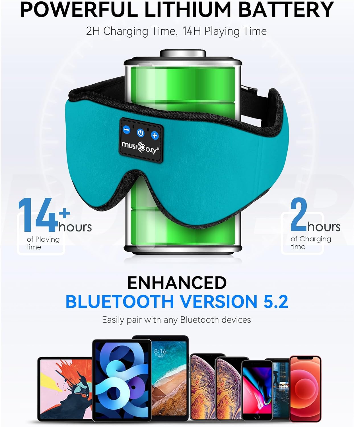 MUSICOZY Sleep Headphones, Bluetooth 5.4 Sleep Mask Headband Headphones Sleeping Eye Mask, Wireless Music Earbuds Earphones with HD Stereo Speakers for Side Sleepers, Cool Gadgets Unique Gift
