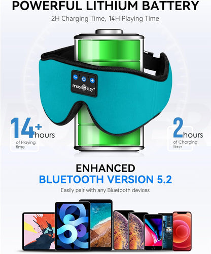 MUSICOZY Sleep Headphones, Bluetooth 5.4 Sleep Mask Headband Headphones Sleeping Eye Mask, Wireless Music Earbuds Earphones with HD Stereo Speakers for Side Sleepers, Cool Gadgets Unique Gift