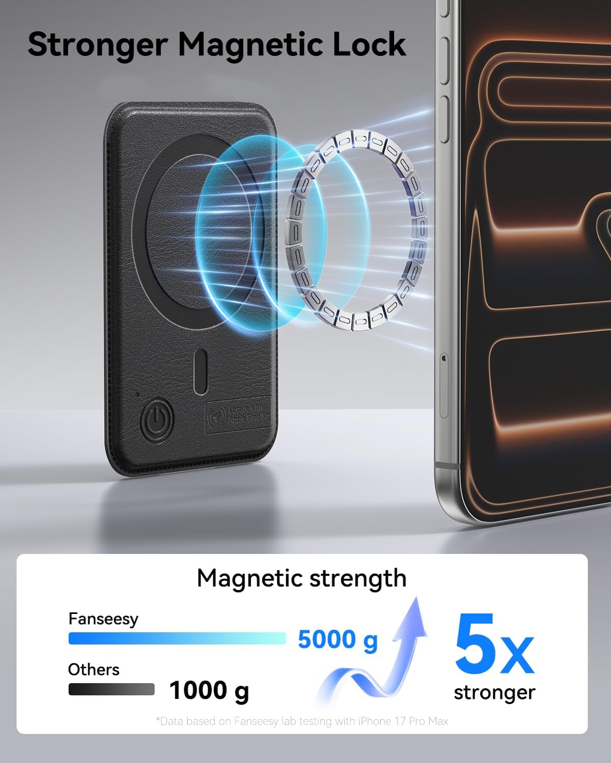 for MagSafe Wallet, Works with Apple Find My,4 Card Holder, Magnetic Phone Wallet for iPhone 18/17/16/15/14/13/12 Pro Max Air Plus Series, RFID Blocking Vegan Leather,Black