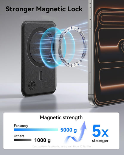 for MagSafe Wallet, Works with Apple Find My,4 Card Holder, Magnetic Phone Wallet for iPhone 18/17/16/15/14/13/12 Pro Max Air Plus Series, RFID Blocking Vegan Leather,Black