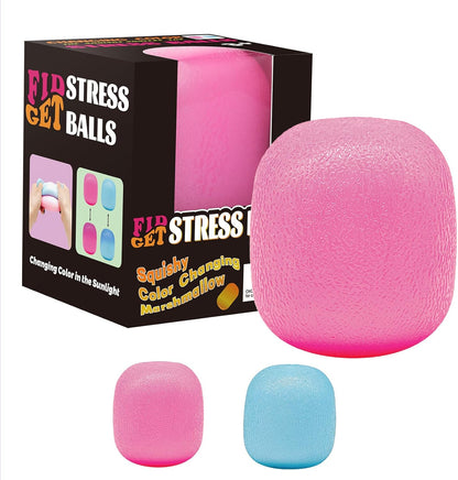 Fidget Toys Stress Balls for Kids & Adults - Changes Color in The Sun - Malt Sugar Squishy Fidget Toys - Slow Rise Gel Ball - Stretchy Squeeze Stress Relief Balls for Anxiety