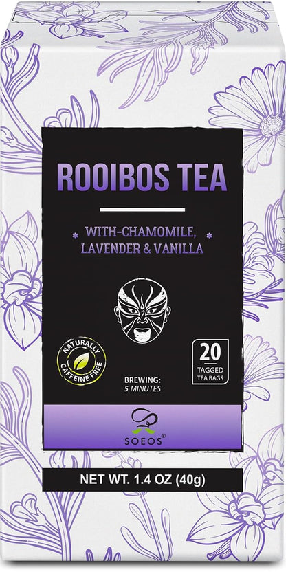 Soeos Organic Rooibos Tea, 100 Count (Pack of 1), Naturally Sweet Herbal Tea, Caffeine Free, USDA Organic, Red Rooibos Tea Bags, Farmed in South Africa 9oz (250g)