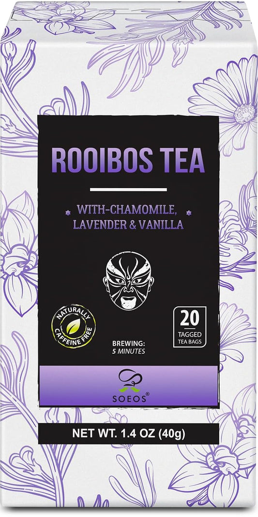 Soeos Organic Rooibos Tea, 100 Count (Pack of 1), Naturally Sweet Herbal Tea, Caffeine Free, USDA Organic, Red Rooibos Tea Bags, Farmed in South Africa 9oz (250g)