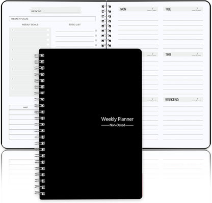 Undated Weekly Planner With Habit Tracker & To Do List 5.7 x 8.0 inch | Avoid Unfocused Busywork,Productivity Organizer,No-Bleed Thick Pages,Portable Size,Lay-Flat Spiral for Hands Free