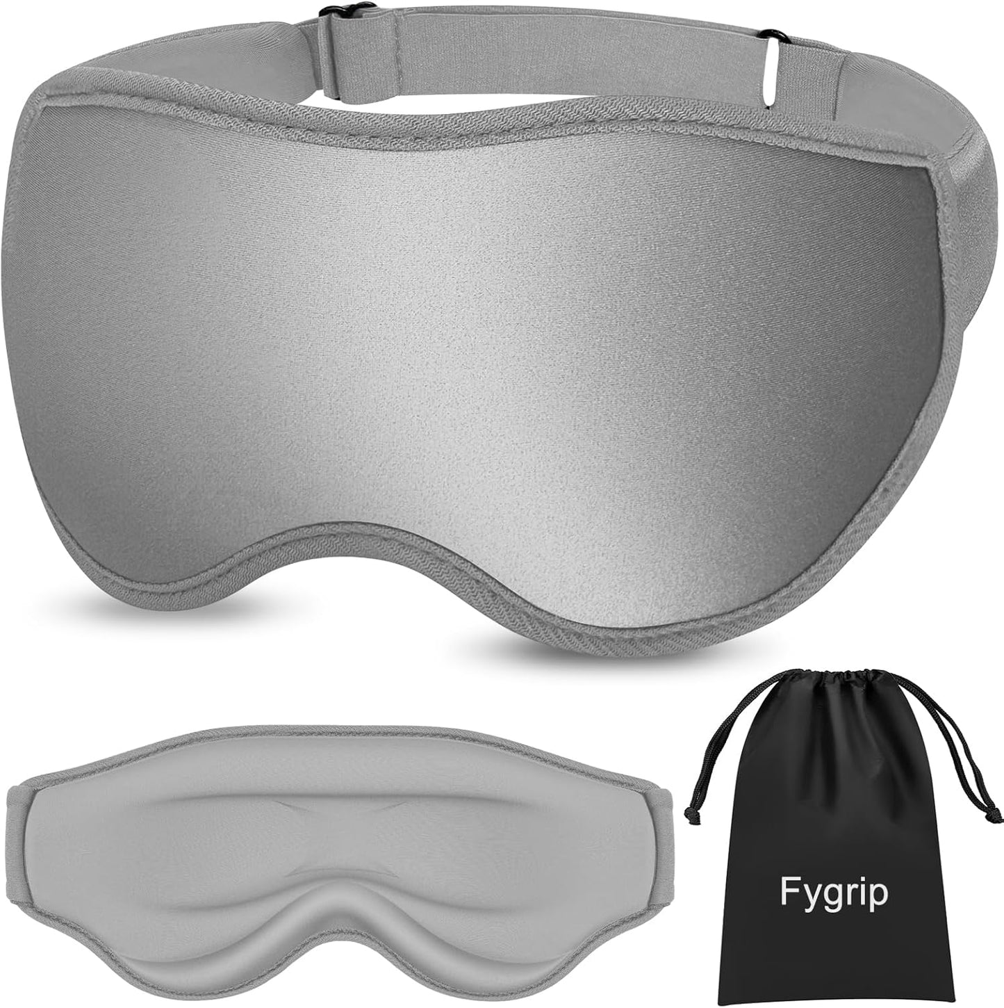 Fygrip 3D Eye Mask Sleep Mask for Men & Women, 100% Pressure-Free & Light Block-Out Eye Mask for Sleep with Easy Adjustable Strap, Night Eye Cover for Travel, Black