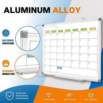 24" x 18" Magnetic Monthly Dry Erase Whiteboard Calendar for Wall
