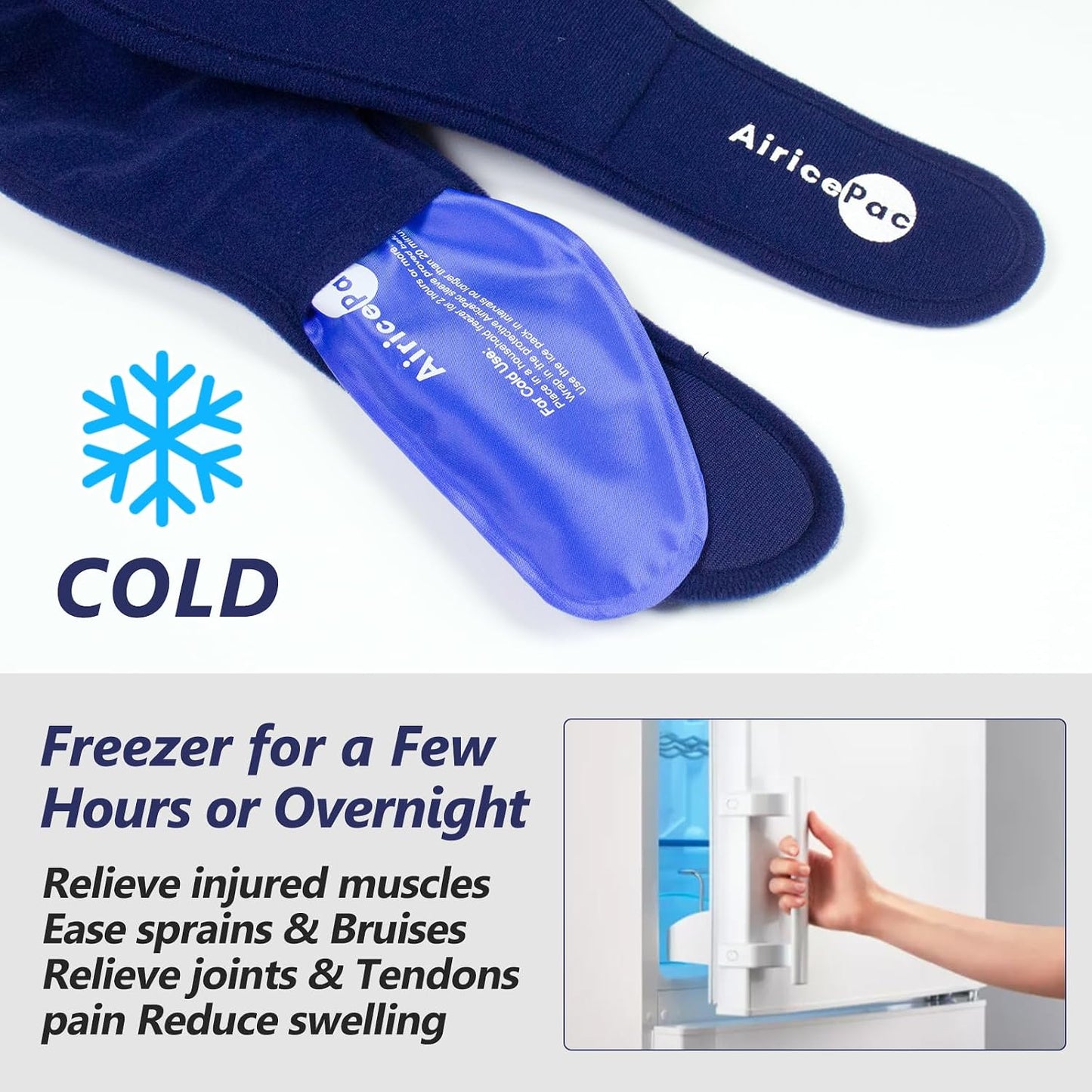 AiricePac Ice Pack for Back Pain Relief, Reusable Gel Lower Back Wrap, Cold Compress Therapy for Waist Lumbar Injuries, Sciatic Nerve, Herniated or Degenerative Disc, Coccyx, Tailbone Pain Blue