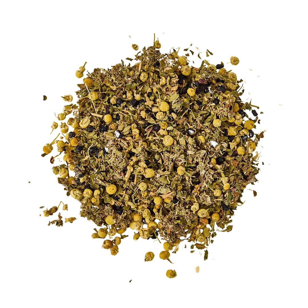Chamomile Loose Leaf Tea, Pure Natural Herbal Tea Blend with Elderberry, Red Raspberry Leaf and Peppermint (2 ounce)