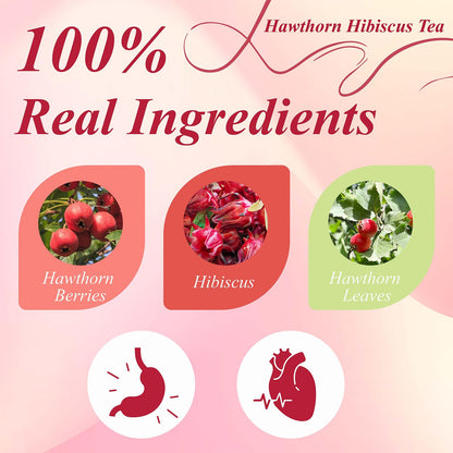 WT WEETEE Hawthorn Hibiscus Tea Bags 50ct, Caffeine-free Herbal for Heart