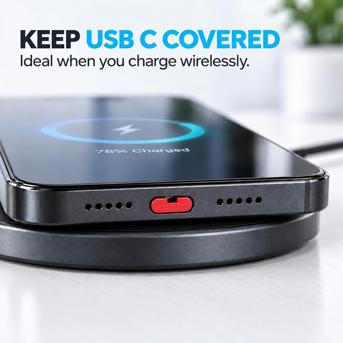 USB C Port Blockers, Control USB C Port Access, 2 Metal Keys, Black