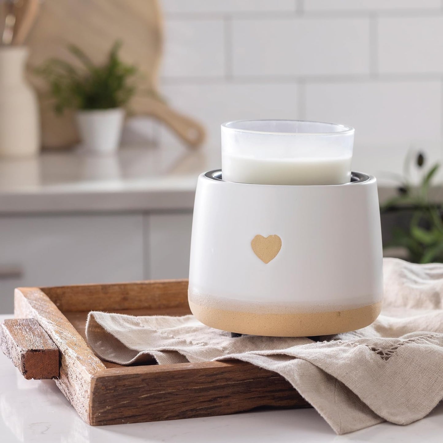 Candle Warmers ETC. Illumination Fragrance Warmer- Light-Up Warmer for Warming Scented Candle Wax Melts and Tarts or to Freshen Room, White Harmony