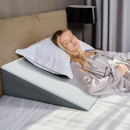 Kolbs Bed Wedge Pillow for Sleep Apnea, FSA Eligible Acid Reflux, and Back Pain Relief, with Chic Jacquard Cover - Headboard Wedges for Sleeping (5" Gentle Incline)