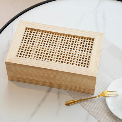 JJSQ Wooden Tea Bag Organizer Box with Lid, 8 Compartment Tea Storage Chest, Tea Caddy Holder Organizer for Countertop, Tea Station and Tea Accessories (Natural)
